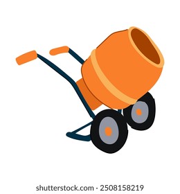 drum concrete mixer cartoon. construction batch, motor chute, hopper site drum concrete mixer sign. isolated symbol vector illustration