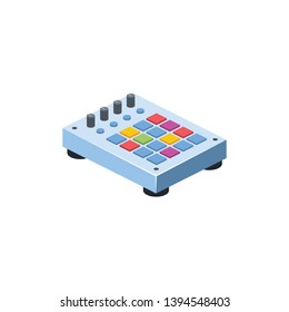 Drum controller. Vector 3d isometric color icon new flat style. Creative illustration, idea for infographics.