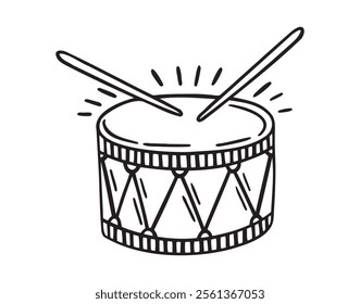 drum doodle hand drawn icon. Outline drawing drum line clipart symbol. Vector illustration