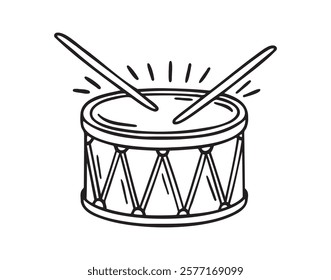 drum doodle hand drawn icon. Outline drawing drum line clipart symbol. Vector illustration