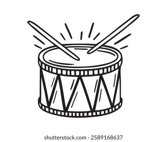 drum doodle hand drawn icon. Outline drawing drum line clipart symbol. Vector illustration