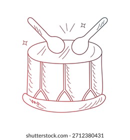 Drum doodle icon with white background vector stock illustration