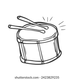 Drum doodle illustration isolated on white background. Hand drawn drum vector