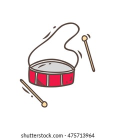 Drum doodle isolated on white background