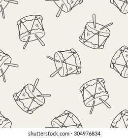 drum doodle seamless pattern background