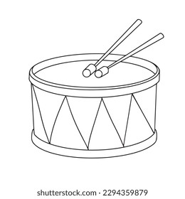 Drum in doodle style. Musical instrument. Vector illustration.