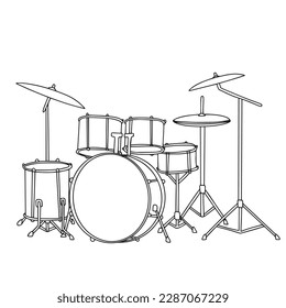 Drum in doodle style. Drum as outline illustration. Vector