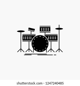 drum, drums, instrument, kit, musical Glyph Icon. Vector isolated illustration