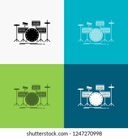 drum, drums, instrument, kit, musical Icon Over Various Background. glyph style design, designed for web and app. Eps 10 vector illustration
