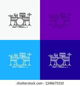 drum, drums, instrument, kit, musical Icon Over Various Background. Line style design, designed for web and app. Eps 10 vector illustration