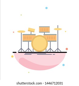 drum, drums, instrument, kit, musical Flat Color Icon Vector