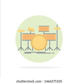drum, drums, instrument, kit, musical Flat Color Icon Vector. Vector Icon Template background