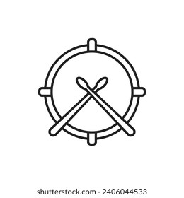 Drum and drumstick icon design, isolated on white background, vector illustration