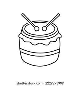 Drum and drumstick line icon design. Musical instrument. Brazilian carnival. Festive drum parade. Samba. isolated on white background. vector illustration