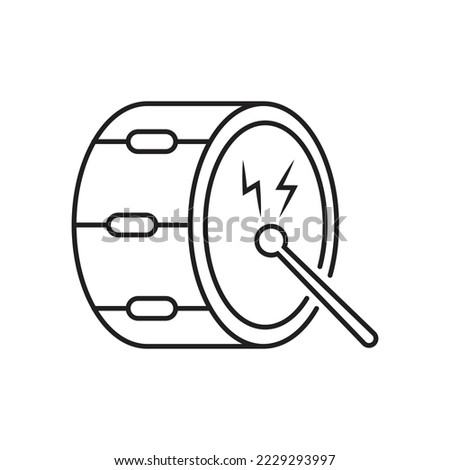 Drum and drumstick line icon design. Musical instrument. Brazilian carnival. Festive drum parade. Samba. isolated on white background. vector illustration