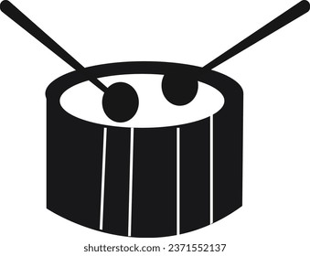 Drum and drumstick line icon. linear style sign for mobile concept and web design. Drum musical instrument outline vector icon.