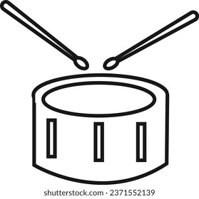 Drum and drumstick line icon. linear style sign for mobile concept and web design. Drum musical instrument outline vector icon.