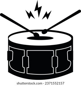 Drum and drumstick line icon. linear style sign for mobile concept and web design. Drum musical instrument outline vector icon.
