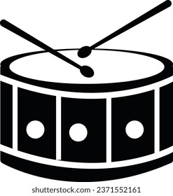 Drum and drumstick line icon. linear style sign for mobile concept and web design. Drum musical instrument outline vector icon.