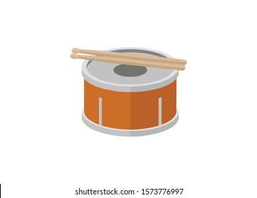 Drum and drumstick. Simple flat icon