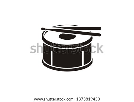 drum and drumstick, simple icon