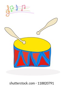 Drum and drumsticks.
