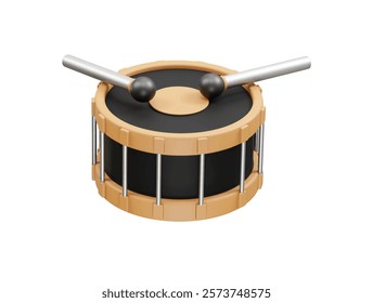 drum and drumsticks icon 3d render