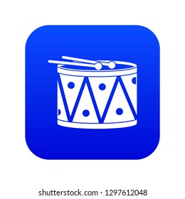 Drum and drumsticks icon digital blue for any design isolated on white vector illustration