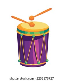 drum and drumsticks icon isolated style