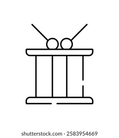 Drum with Drumsticks Icon Isolated Vector