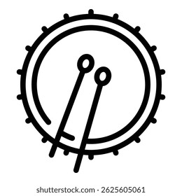 Ícone de tambor e baquetas. Contornar tambor e baquetas ícone de vetor para web design isolado no fundo branco
