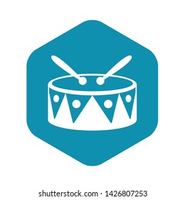 Drum and drumsticks icon in simple style on a white background vector illustration