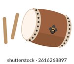 Drum and drumsticks illustration, simple vector illustration