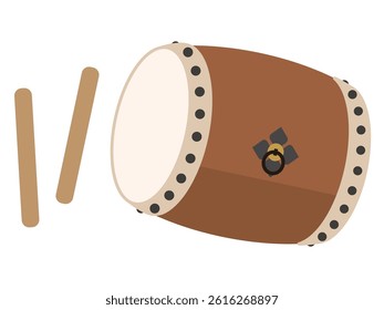 Drum and drumsticks illustration, simple vector illustration