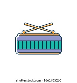 drum and drumsticks instrument percussion melody sound music vector illustration line and fill style