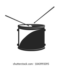 Drum with Drumsticks. Isolated. Vector Illustration isolated on white background.