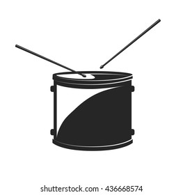 Drum with Drumsticks. Isolated. Vector Illustration