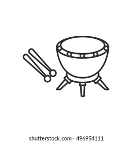 Drum and drumsticks, linear icon