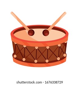 tambor y baquetas instrumento musical de percusión ilustración vectorial icono aislado