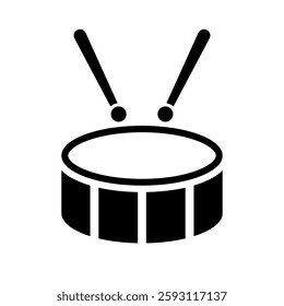 Drum and drumsticks silhouette. Vector.