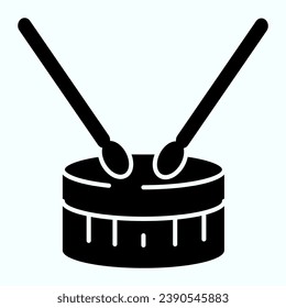 Drum with drumsticks solid icon. Percussion musical instrument vector illustration isolated on white. Festive march glyph style design, designed for web and app. Eps 10