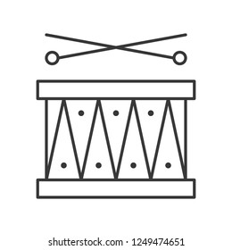Drum with drumsticks vector icon, amusement park related line design