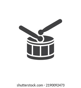 Drum and drumsticks vector icon. filled flat sign for mobile concept and web design. Drum glyph icon. Symbol, logo illustration. Vector graphics