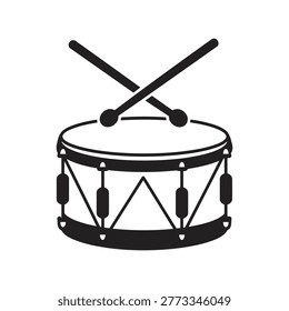 Drum and drumsticks vector illustration musical instrument percussion gear rhythm beat icon isolated eps graphic