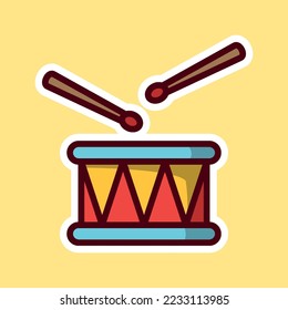 drum, editable cartoon style sticker vector