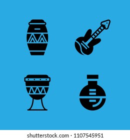 drum, drum, electric guitar and flask icons vector in sample icon set for web and graphic design