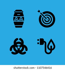 drum, electricity, biological hazard and target icons vector in sample icon set for web and graphic design