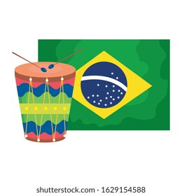 drum with flag brazil isolated icon vector illustration design