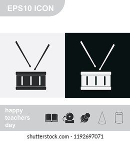 Drum flat black and white vector icon.
