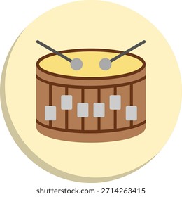 Icono de estilo de círculo plano de tambor